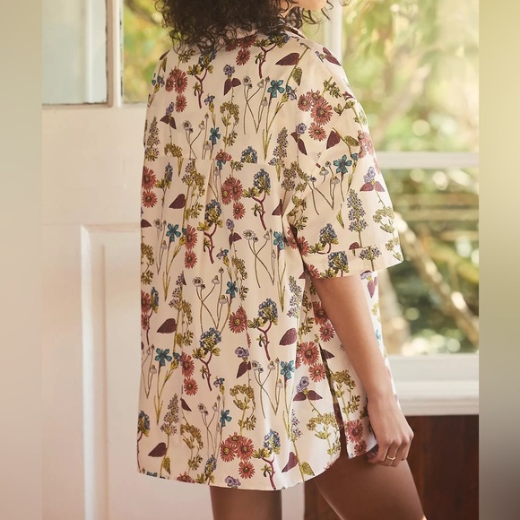 By Anthropologie floral oversized Short-Sleeve Pajama Top size M - Picture 1 of 9